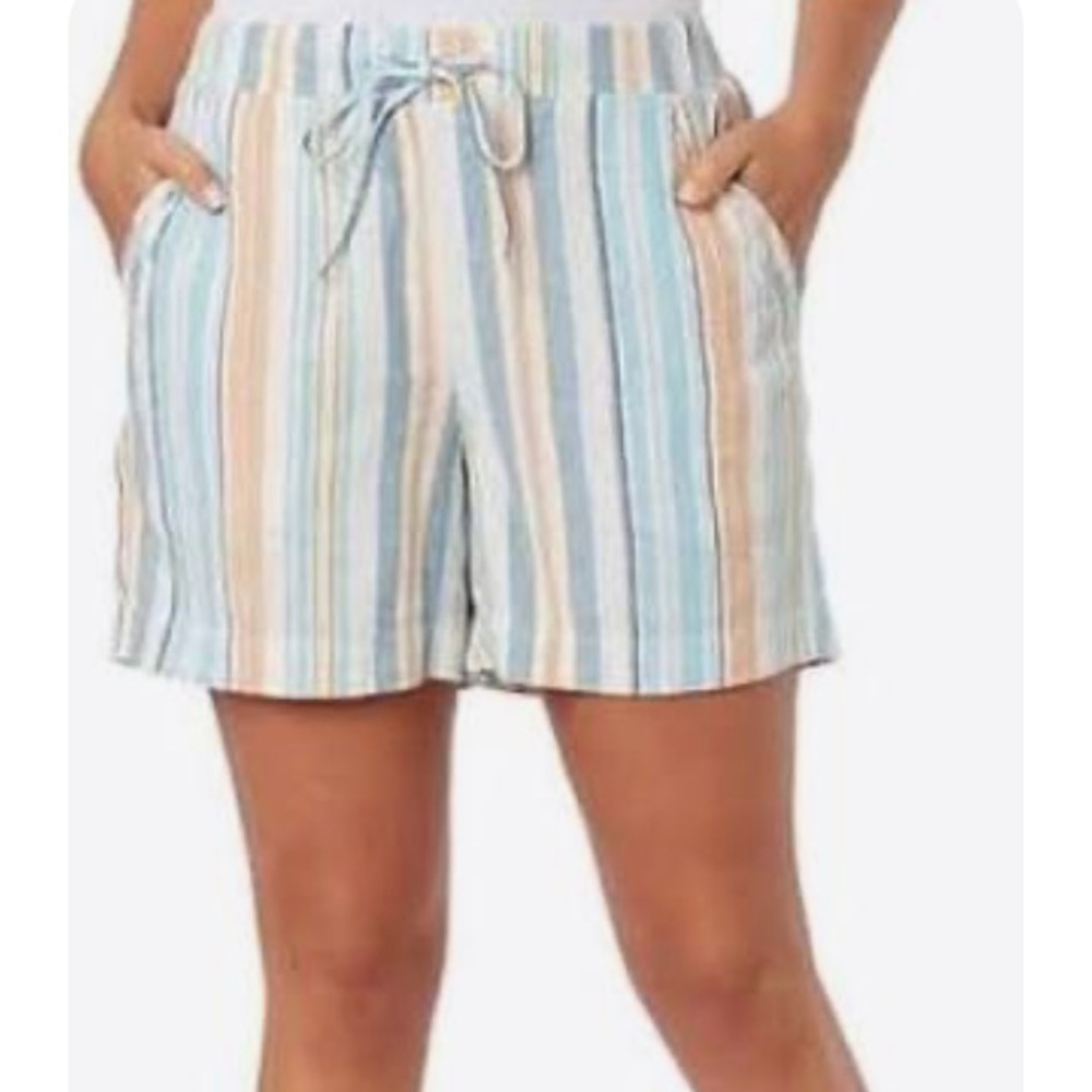 Briggs New York Multicolor Striped Drawstring Bermuda Shorts - Blue, Cream & Tan
